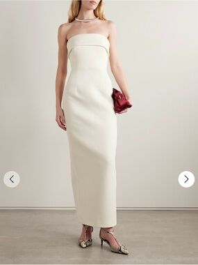 Emilia Wickstead Strapless Cream Column Gown